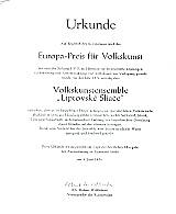 Diplom Európska cena za Ľudové umenie